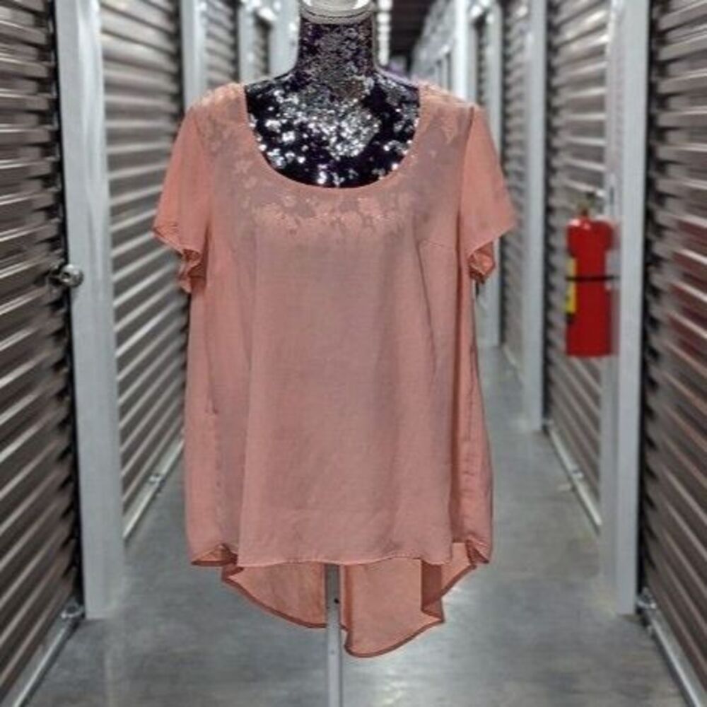 Torrid Boho Fairycore Coral Flowy Hi Low Georgette Blouse Size 0x Cottagecore